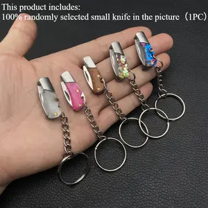 Random Color Multifunctional Mini Portable EDC Knife | Durable Stainless Steel Premium Wood with Acrylic Handle Sharp Fast Opening Knife | Open Box Paper Cutting Gift Collection Keychain Hanging Decoration Outdoor Tools