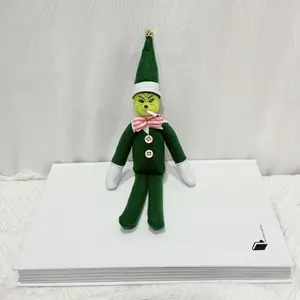 Christmas Grinch Elf Doll | Smoking Green Grinch Elf Shelf Sitter Ornament
