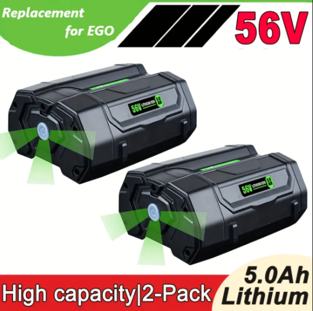 2-Pack 50.4V (56V Max) 5000mAh High Capacity Lithium Ion Power Tool Batteries for EGO Power Tools, Compatible with EGL1828, BA5600T, BA1400, BA2800, BA4200 Charge Controllers & Home Improvement Accessories, Lithium Ion Battery, High Capacity Batteries