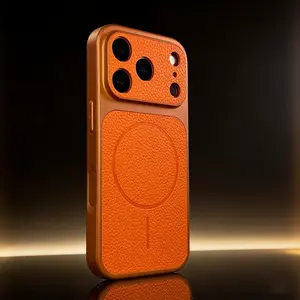 Phone Case - New Luxury Artificial Leather Texture Feel Magnetic Case Instantly Upgrade to 17Promax Series Phone Cases Compatible with for Iphone 17 16 15 14 13 Pro Max Plus Air Wireless Charging Shockproof Armor Soft Border Cover