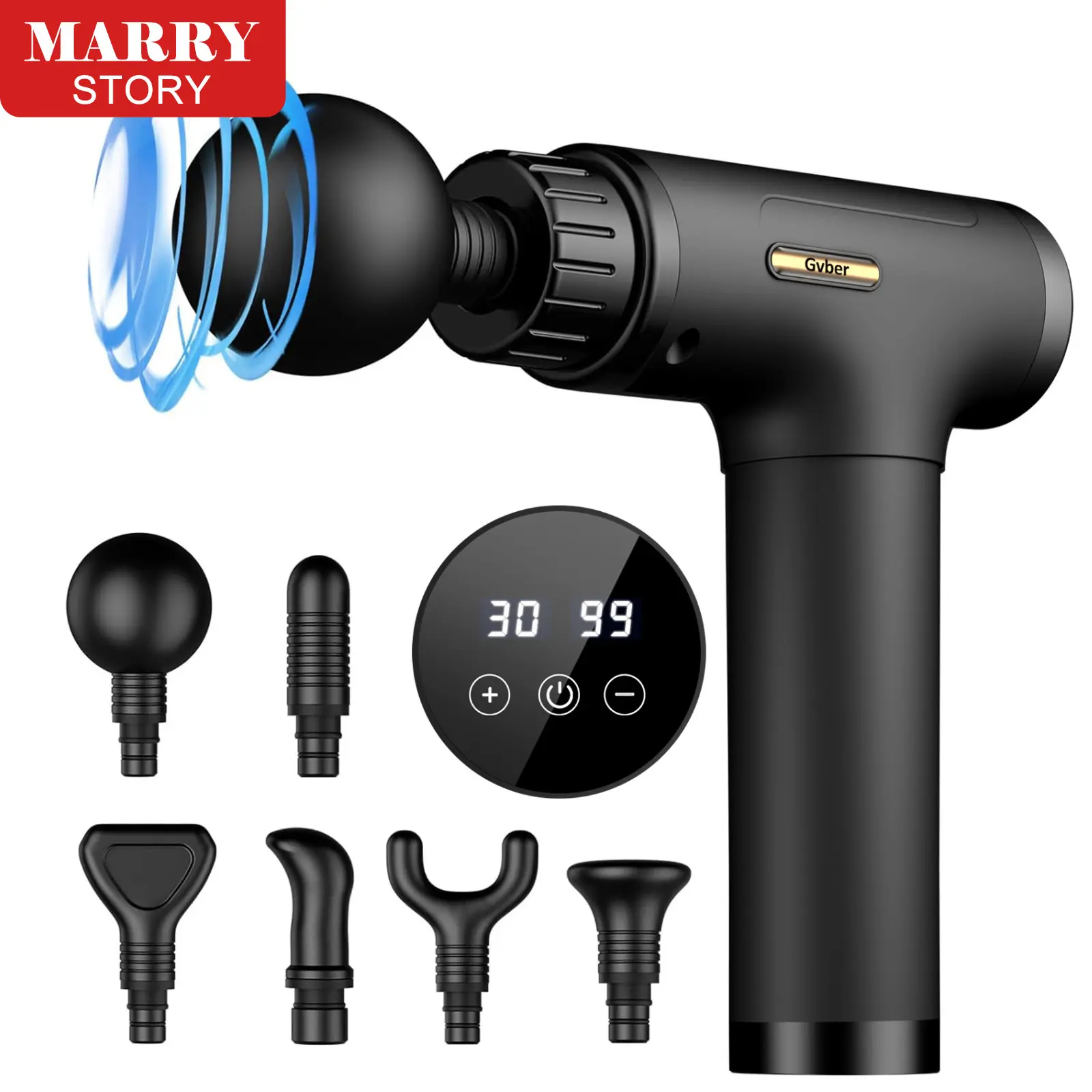 Silent Percussion Massage Gun for Deep Tissue Muscle Recovery, Handheld Lithium Ion Massager for Hip & Low Back Pain Relief with 30 Speeds, 6 Heads, Adjustable, Led Display Summer Sale, Daily, Holiday Gift Massagers, Vibratory Massager