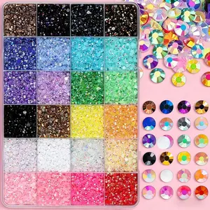 1Box 30000PCS Hot Selling AB Colored Rhinestones Nail Charms Mini Minimalist Sparkling Glitter Decorative Nails Flat Bottomed Half Circular Rhinestones Nail Art Decorations for DIY Nails Phone Case Cup Nails Kits