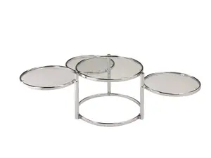 4-Tiers Contemporary Clear Glass/ Chrome Round Motion Coffee Table