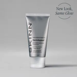 SKINN Cosmetics DermAppeal Microdermabrasion BeautyTreatment w/ V5 Crystal Technology Facial Exfoliate Tube - Powerful Microdermabrasion Skincare Treatment for All Skin Types Brightening Exfoliating Moisturizing Chemical Exfoliant
