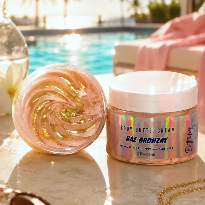 Glam Shimmer Body Butter Cream by Butterdrip - Bey'Bronze' - Golden Bronzer Shimmer Effect