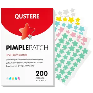 Quatre Pimple Patches for Face - Hydrocolloid Acne Patches, Cute Round Shape Zit Covers, 200 Count Skincare - 9mm & 12mm Sizes, Tea Tree Extract Cica Salicylic