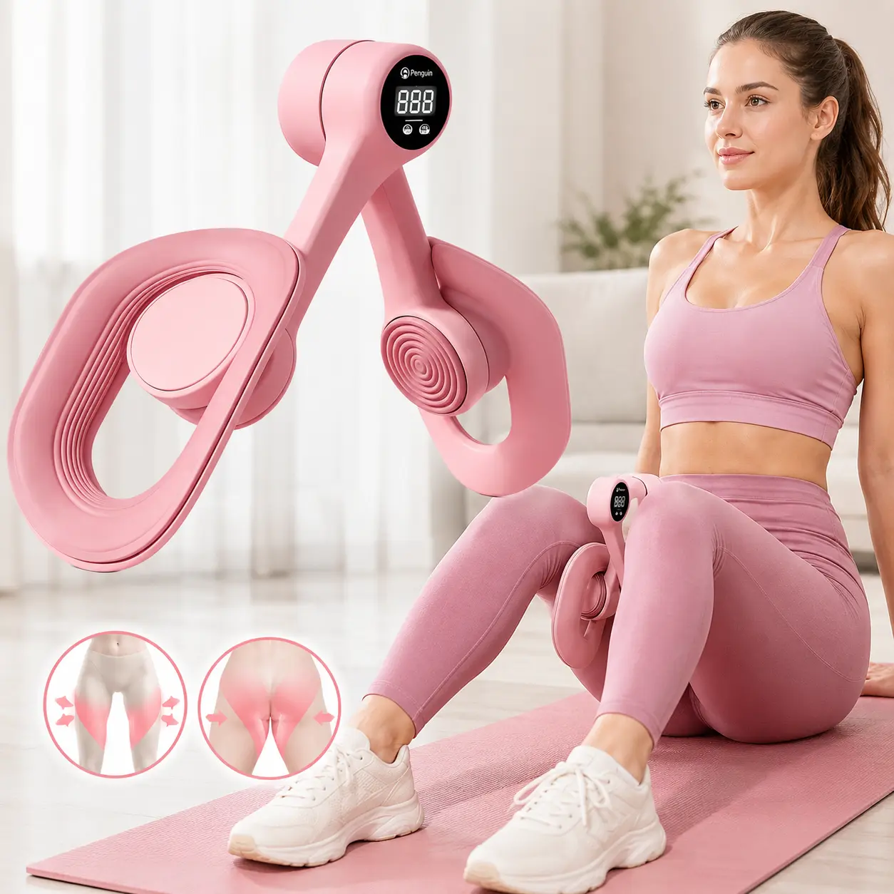 Thigh Exerciser - Home Gym Strength Training Equipment for Leg, Hip & Arm Muscles, Portable Daily Workout Resistance Trainer