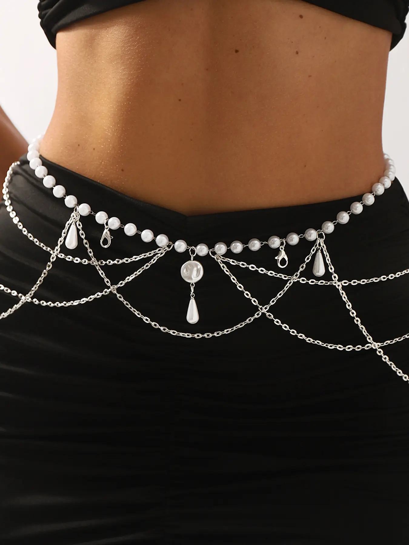 Artificial Pearl Chain Belt Gold Chain Belt for Women Fashion Plus Size Gold Waist Chains Metal Pearl Waist Belts Chains Trendy Belly Belts for Women Dress Layered gold belt Peart Belly Belt for Dress Chic Body Jewelry