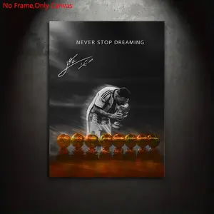 1 piece/set frameless canvas print poster, minimalist style art, Modern Minimalist Design, Lionel Messi Never Stop Dreaming, a gift for football culture enthusiasts, ideal for bedroom, living room, kitchen, wall decor