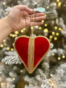 7 Inch Red Velvet Heart Ornament