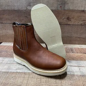 Men's Work Square Toe Boots Light Pull On Leather Ankle Boot Est.916 Botin Laredo