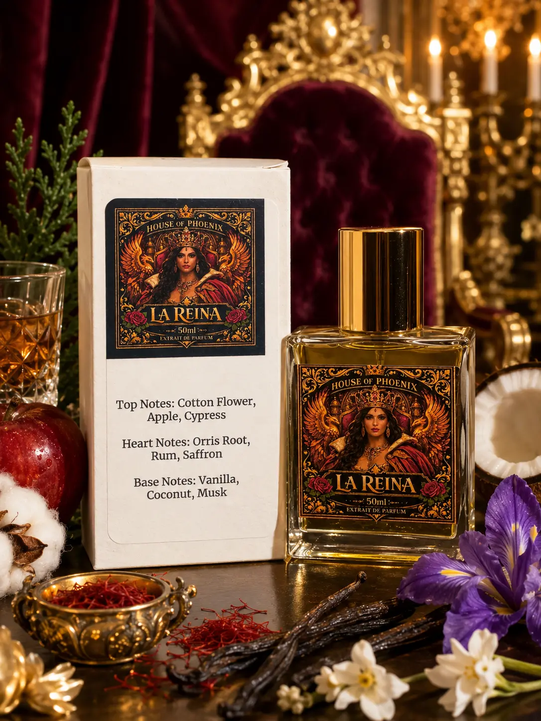 La Reina Extrait De Parfum Unisex 50ML by The House of Phoenix Creamy Floral Amber Musk