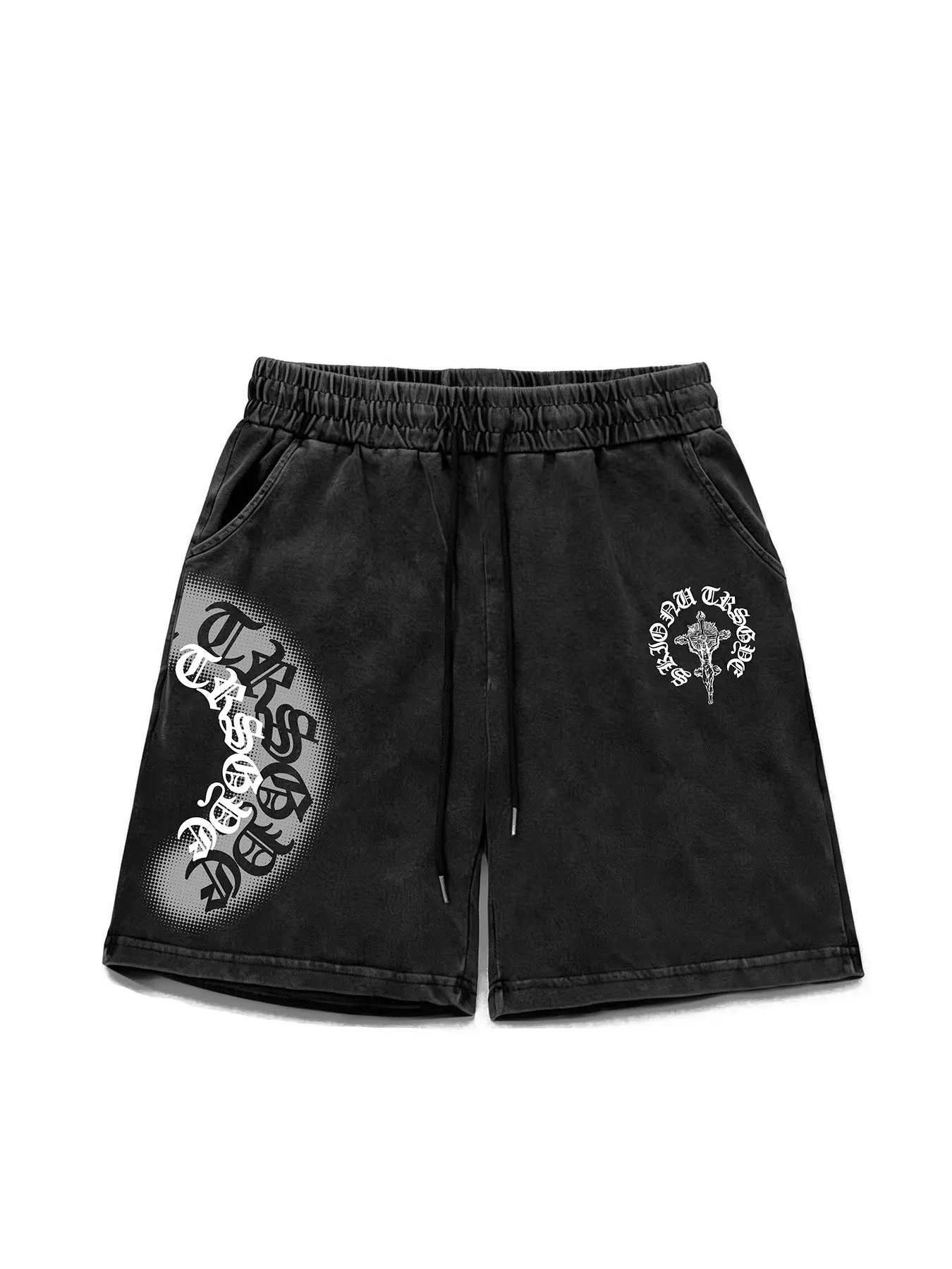 Men's Summer Fashion Bottom Shorts, Daily Casual Shorts, Vintage Washed Tie-Dye Cross-Neck Design, Casual Sports Pants for Men, Trendy New Arrival