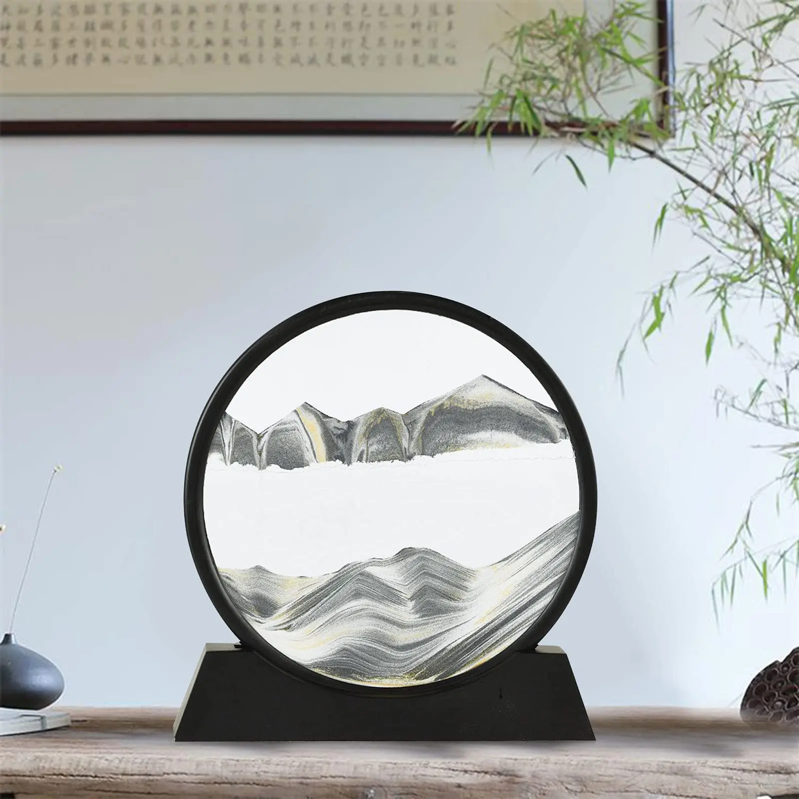 7/12inch Moving Sand Art Picture Round Glass 3D Deep Sea Sandscape In Motion Display Flowing Sand Frame Sand Painting Home Decor