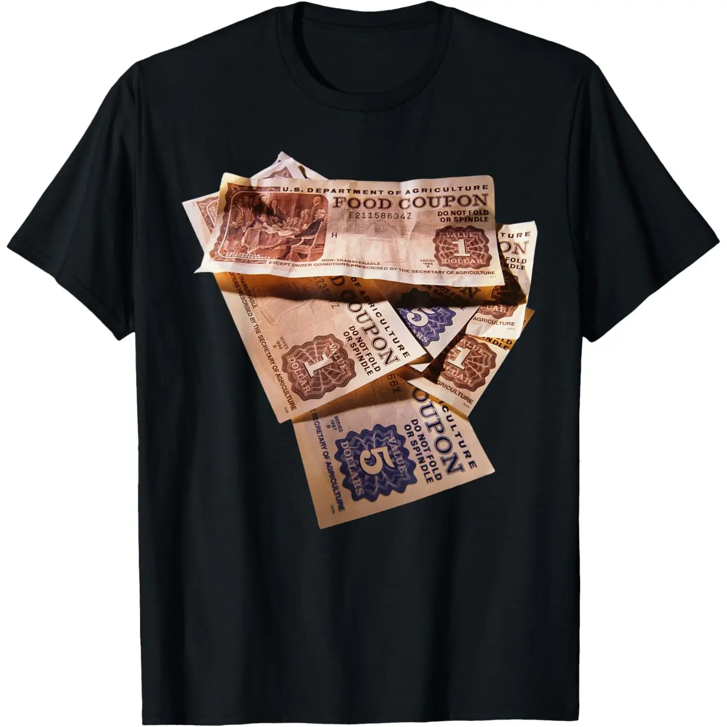 Food Stamp Funny Gangster Food Stamps Retro 80's 90's Squad T-Shirt 0629D 818