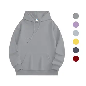 Holafish Heavyweight Lavender Unisex Cotton Blend Sweatshirt with Thick Fabric Drawcord Hood & Pouch Pocket for Women Basic Pullover Hoodie