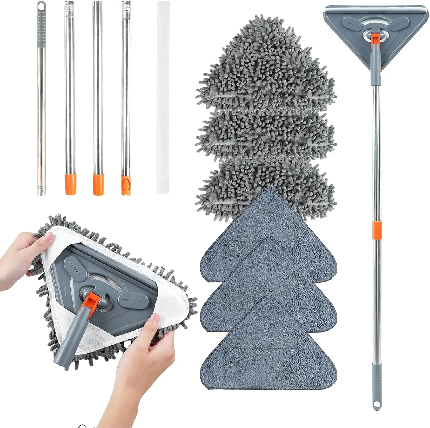 Wall Cleaning Mop with Long Handle, 360° Rotatable Wall Scrubber, 85 Inches (approx. 215 cm), Dust Removal Tool for Walls/Dust/Ceiling Fans/Baseboards/Floors