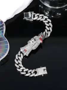 1pcs Bracelet Fashion Bling Black Rhinestone God of Death Bracelet Jewelry Gift Hip Hop Cuban Colorful Hand Chain Link Jewelry for Women and Men Party Dress Trendy Fashionable Accessories Bracelet Accessories Rhinestone Decorated Bracelet