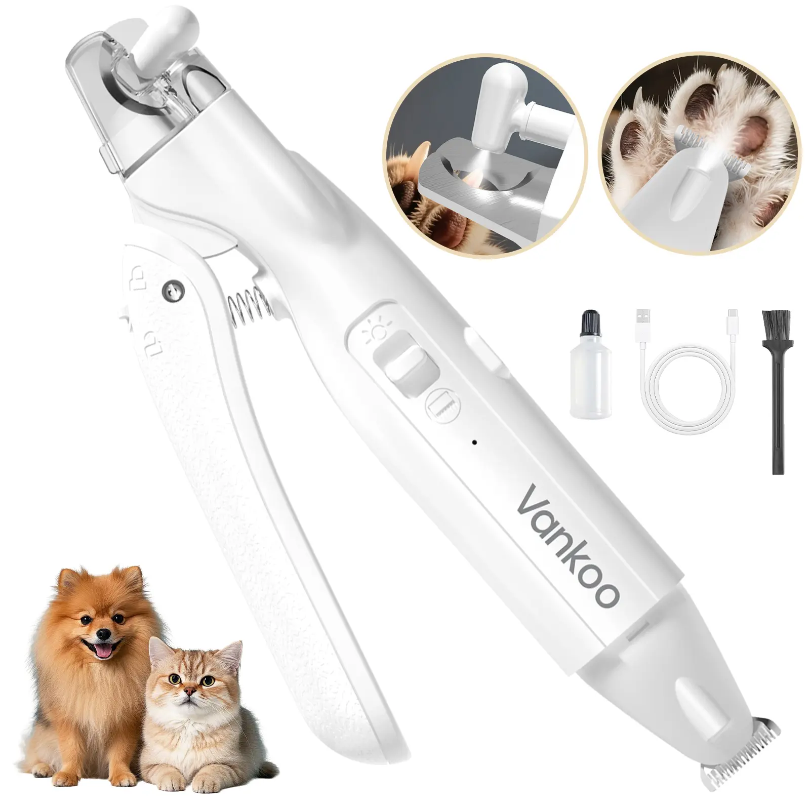 Vankoo 2-in-1 Dog Nail Clipper & Paw Hair Trimmer Kit with LED Light, Pet Paw Trimmer Rechargeable & Waterproof – Small Dog Grooming Clippers– Safe for Dogs & Cats low noise pet shaver #SummerVibes #petlovers
