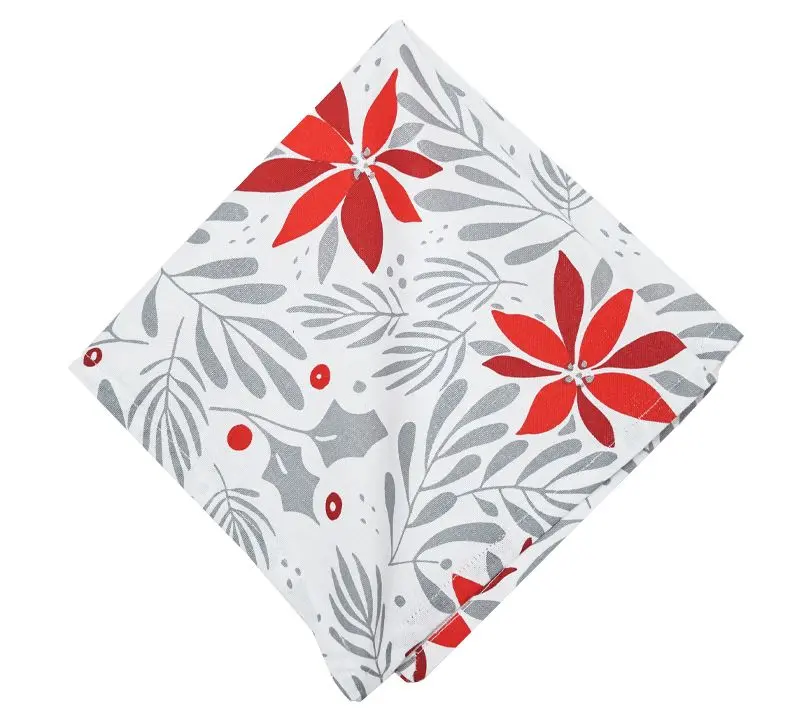 18" x 18" Poinsettia Christmas Napkin Set of 6 by Valerie