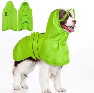 Kuoser Dog Raincoat, Waterproof Dog Jacket with Hood, Reflective Pet Rain Coat for Small Medium Large Dogs, Adjustable Lightweight Puppy Rain Gear for Outdoor Protection & Night Walks