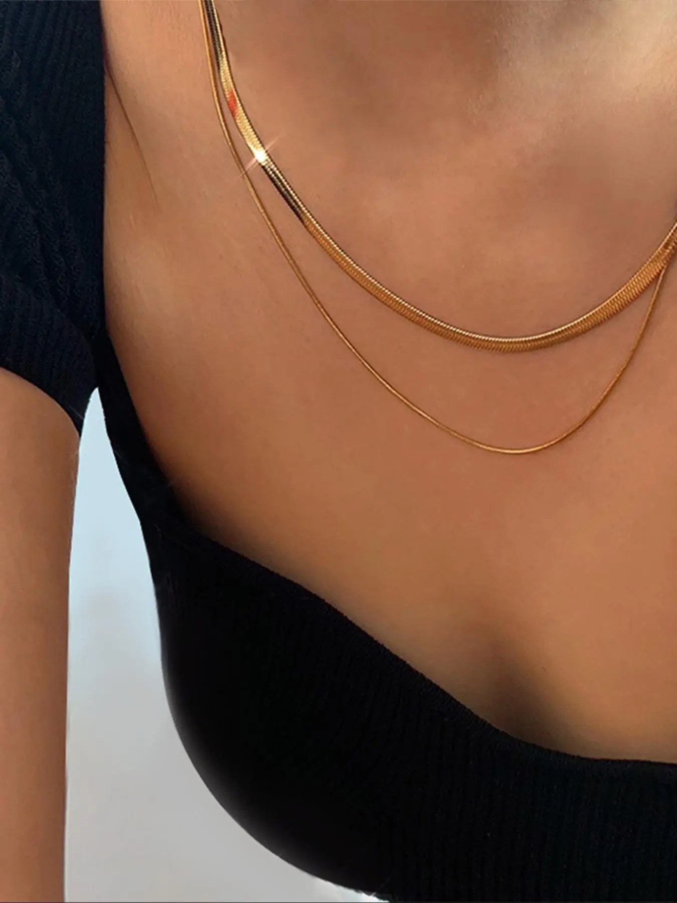 Women's Stainless Steel Layered Blade Collarbone Necklace Set, Dainty layering jewelry, Casual Plain Design, All Seasons Wear, Everyday Wear Jewelry, No Choking Hazard, Layered Necklaces, Casual Trendy Jewelry