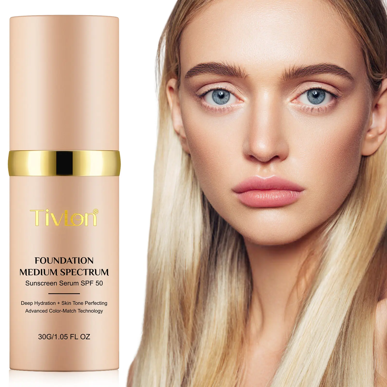TIVLON Color Changing Concealer & Foundation for Women, Waterproof & Transfer Proof Makeup with a High Coverage Matte Finish, SPF 15 Sun Protection, Fragrance-Free, 30g, Lightweight, Flawless Base, Buildable Makeup Coverage campingessentials