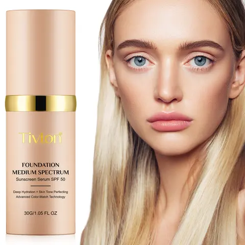 TIVLON Women's Color Changing Airbrush Concealer & Foundation (30g) - SPF 15, Waterproof, Transfer-Proof, Fragrance-Free, Antioxidant, High Coverage Matte, Mask-Ready Seal, Lightweight, Buildable, Long-Wearing, Airbrushed Skin