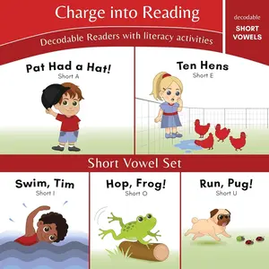 Charge into Reading Decodable Books (Stage 1): 5 Short Vowel Decodable Readers to Help Kindergarten and First Grade Beginning Readers Learn to Read (One Short Vowel Sound Per Book) Paperback – September 4, 2022
