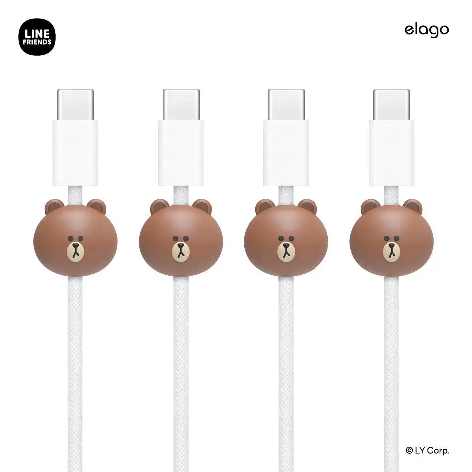 LINE FRIENDS Character Theme Magnetic Cable Management Clips - 4-Set, Desk Accessories, Office Accessories, Magnetic Hold, Wire Control