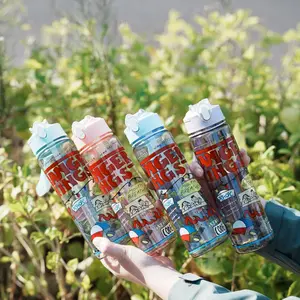 Vintage Horror Graffiti Print Reusable Hard Plastic Water Bottle, 700ML Eco-Friendly Alternative, Perfect for School, Travel, Halloween Party Props