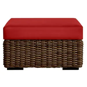 RSH Decor Foam Ottoman Cushion, 23" x 19" x 4", Outdoor Patio Replacement, Water-Resistant, Red
