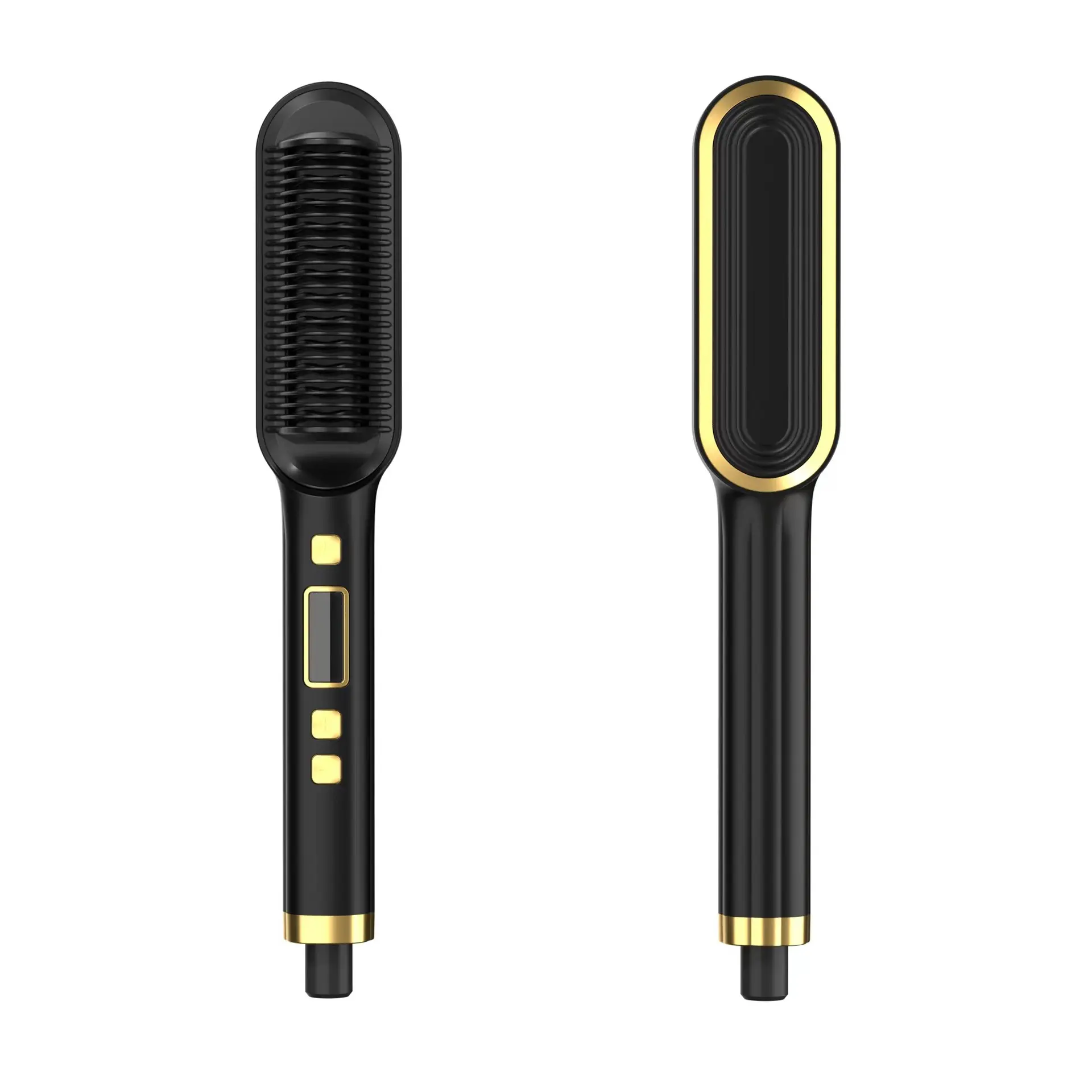Hair Straightener Comb Styling Tool Hair Curler Salon Hair waver Brush - Comfort infrared Beige Plug