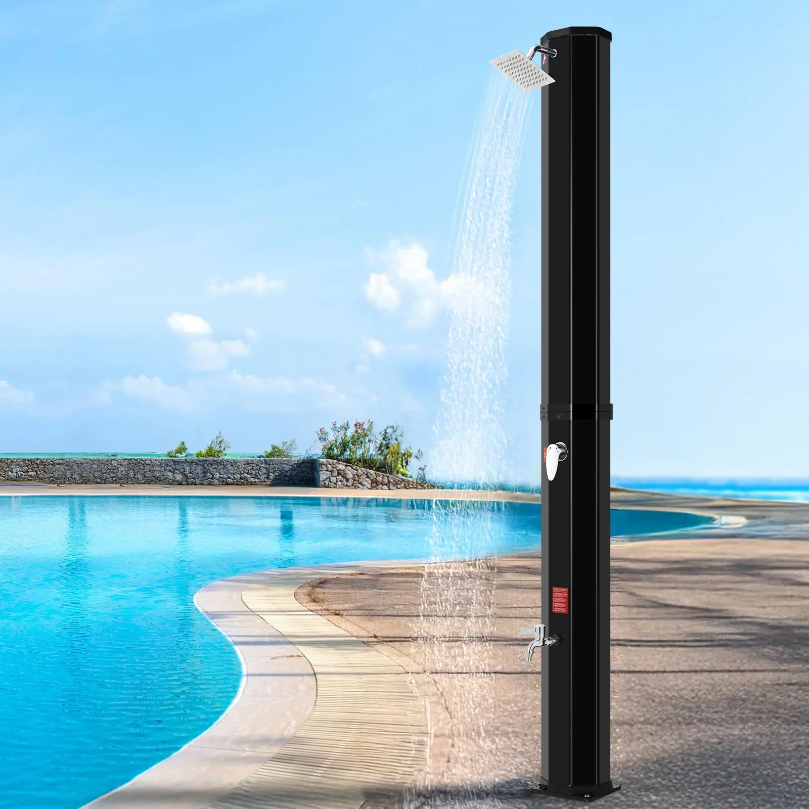 Arlopu Solar Heated Shower with Shower Head and Foot Shower Tap for Outdoor Poolside Backyard, with Oxford Cloth Cover for Backyard, Garden, Beach Spa homeessentials