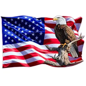 American flag eagle perched on tree branch decal