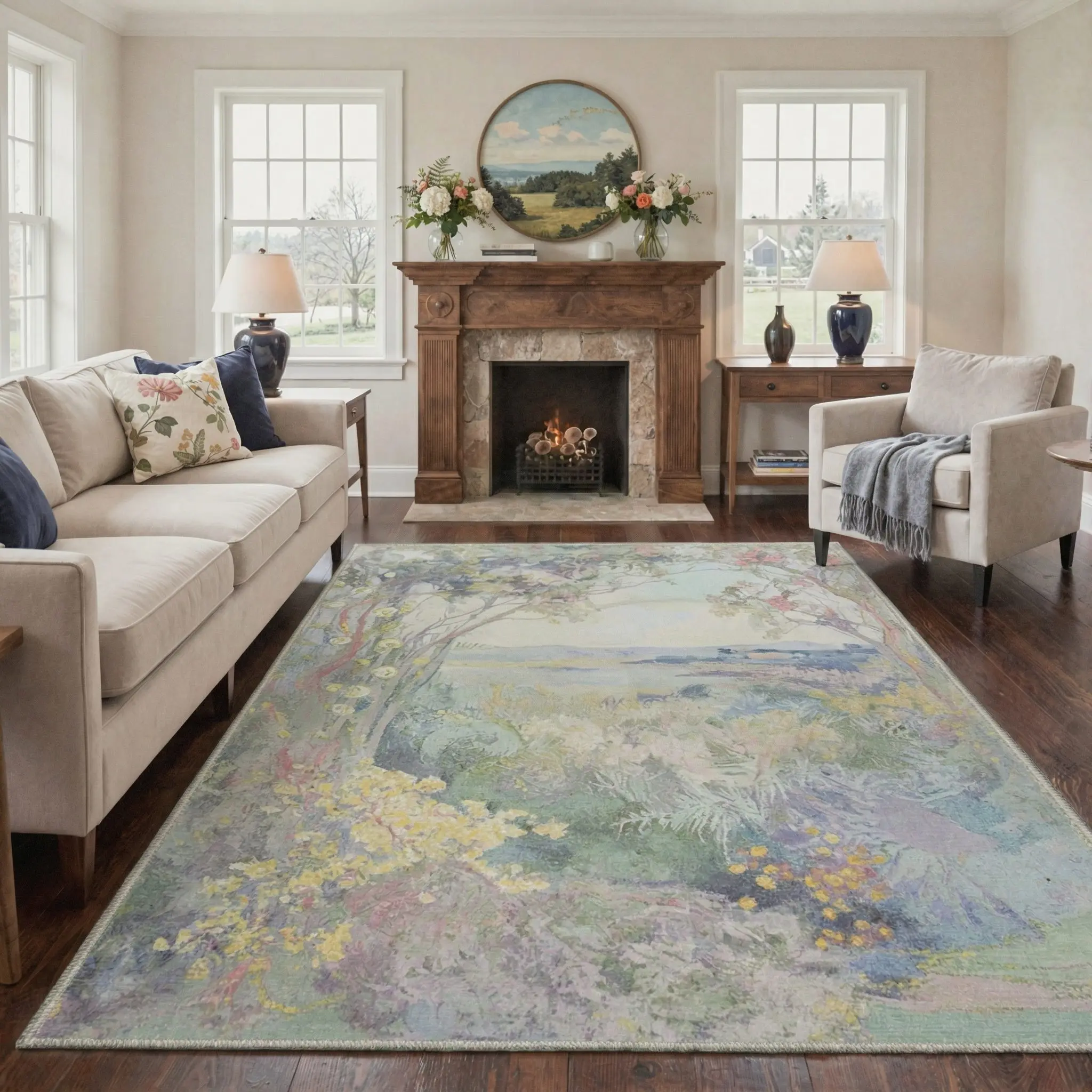 【Back To School】GENIMO Soft Area Rug – Non-Slip, Pet Friendly, Machine Washable Floor Rug, Home Carpet Perfect for Living Room, Bedroom, Kitchen, Hallway Decor ,ARF1576-LEAF