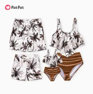 PatPat Swimsuits Tummy Control High Waisted Two-piece Full Support Family Matching Swimwear and Allover Floral Print Swim Shorts Bathing Suits Spring Break Spingtok