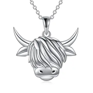 925Sterling Silver Highland Cow Pendant Necklace Scottish Jewelry for Women Girls Gifts，Suitable for bracelets and anklets.cottagecore accessories，everyday jewelry trends，cute accessories online