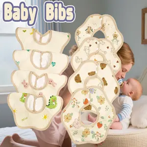 DOSMINE 8 Pack Waterproof Baby Muslin Bibs for Boys Girls Unisex Dot Prints Dual-Layer Protection Adjustable Snaps 0-36 Months tiktokshopspringglowup