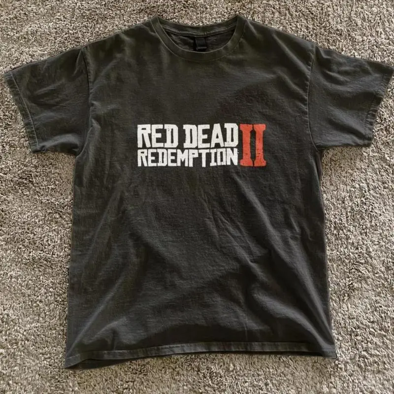 Red Dead Redemption 2 T-Shirt, Logo Tee, Vintage Rockstar Games Western Cowboy, Gifts Shirt, Unisex Vintage Graphic Tees Gothic Grunge Y2k Emo Scene Amity Affliction Style Clothes Men Women Streetwear