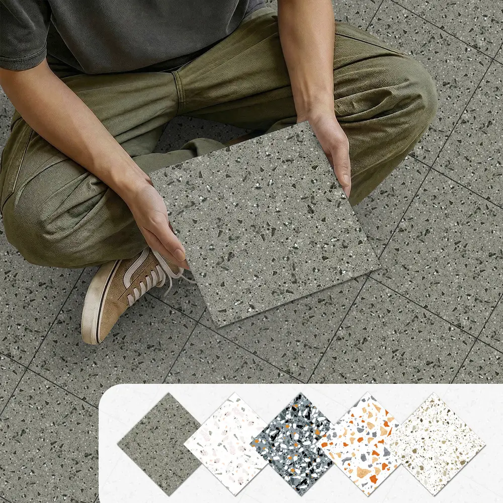 16pcs Thick Durable Self-Adhesive Floor Stickers, Waterfall Texture, Directly Stick to Concrete Floors, Universal Use, Flat Sticker Type, PVC Waterproof Stickers