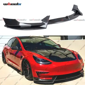 2017-2023 Tesla Model 3 | V-Shape Carbon Fiber Front Bumper Lip Spoiler