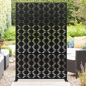 GAOMON 72" H x 47" W Metal Outdoor Privacy Screen, Outdoor Freestanding Screen Panels for Patio Lawn Deck Balcony, 3 Panels Decorative Privacy Fence