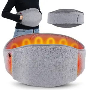 All-in-One USB Powered Waist & Hand Heating Pad, 3 Temperature Modes Soft Velvet Abdomen Warmer with Power Bank Pocket, Portable Body Heat Belt for Office, Bedroom & Outdoor Travel