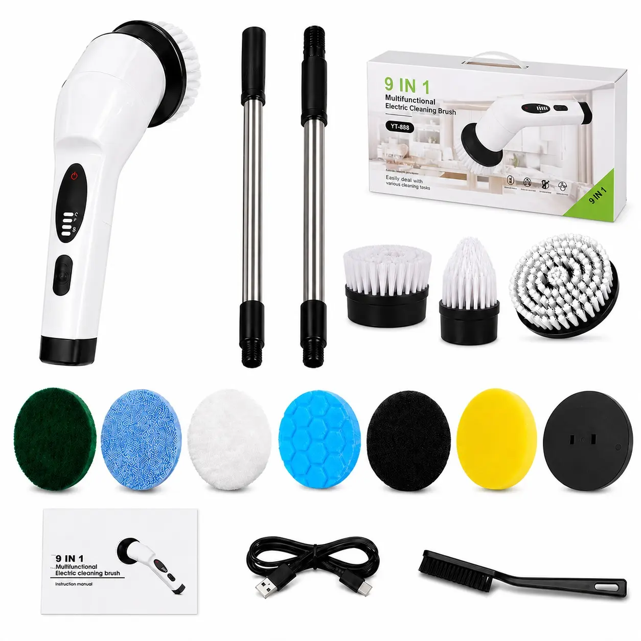 Electric Spin Scrubber 9-in-1 Cordless Cleaning Brush – IP64 Waterproof