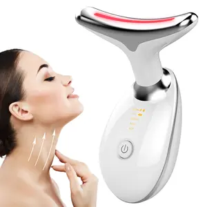 3 Color Facial Massager Tool, Facial and Neck Massager with 3 LED Light, Skin Care Device, Suitable for Neck Facial Leg, Gift for Women