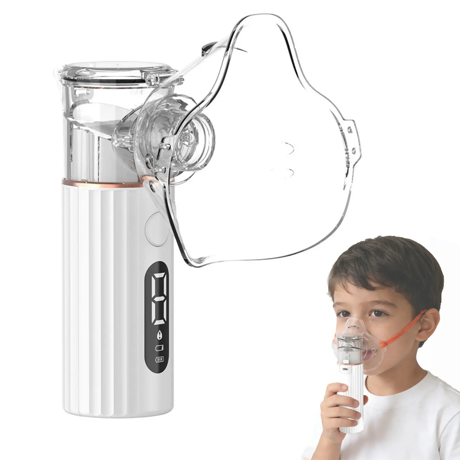 Portable Mesh Nebulizer Machine, Ultra-Quiet Travel-Size Handheld Inhaler with LED Display & Auto-Cleaning for Adults & Children, Personal Care Body Beauty Device for Home Use