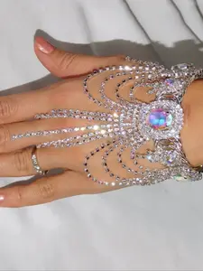 1 piece/Exaggerated heavy-duty colorful tasseled Bohemian bracelet shining open handcuff party hip hop accessory personalized jewelry