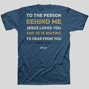 Kerusso Christian T-Shirt Jesus Loves You Indigo Blue Fitted Short Sleeve Crew Neck Casual Unisex Top