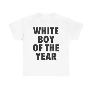 White Boy of the Year T-Shirt Casual Oversized Cotton Short Sleeve Top for Men and Women Perfect for Birthdays